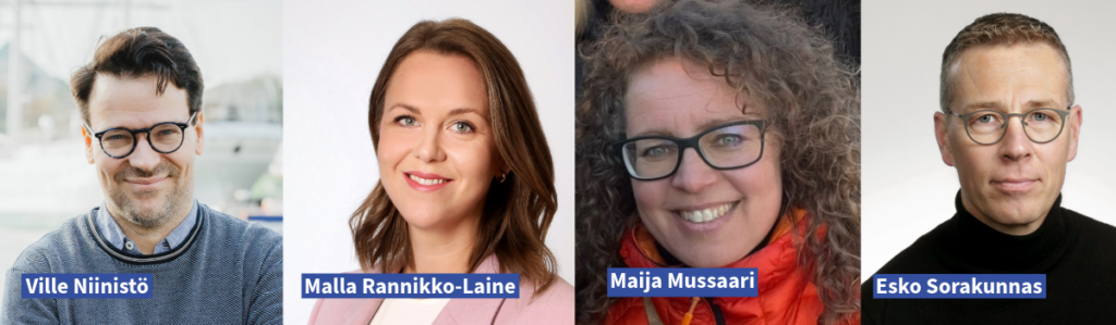 Kuva panelisteista Niinistö, Rannikko-Laine, Mussaari ja Sorakunnas